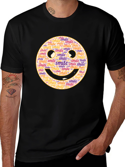 Smiley Face Word Art Black T-Shirt