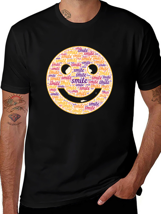 Smiley Face Word Art Black T-Shirt