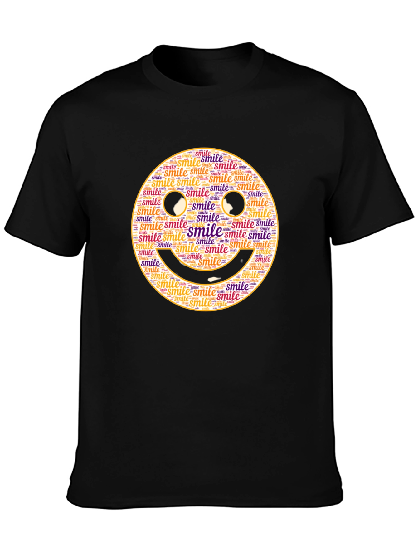 Smiley Face Word Art Black T-Shirt