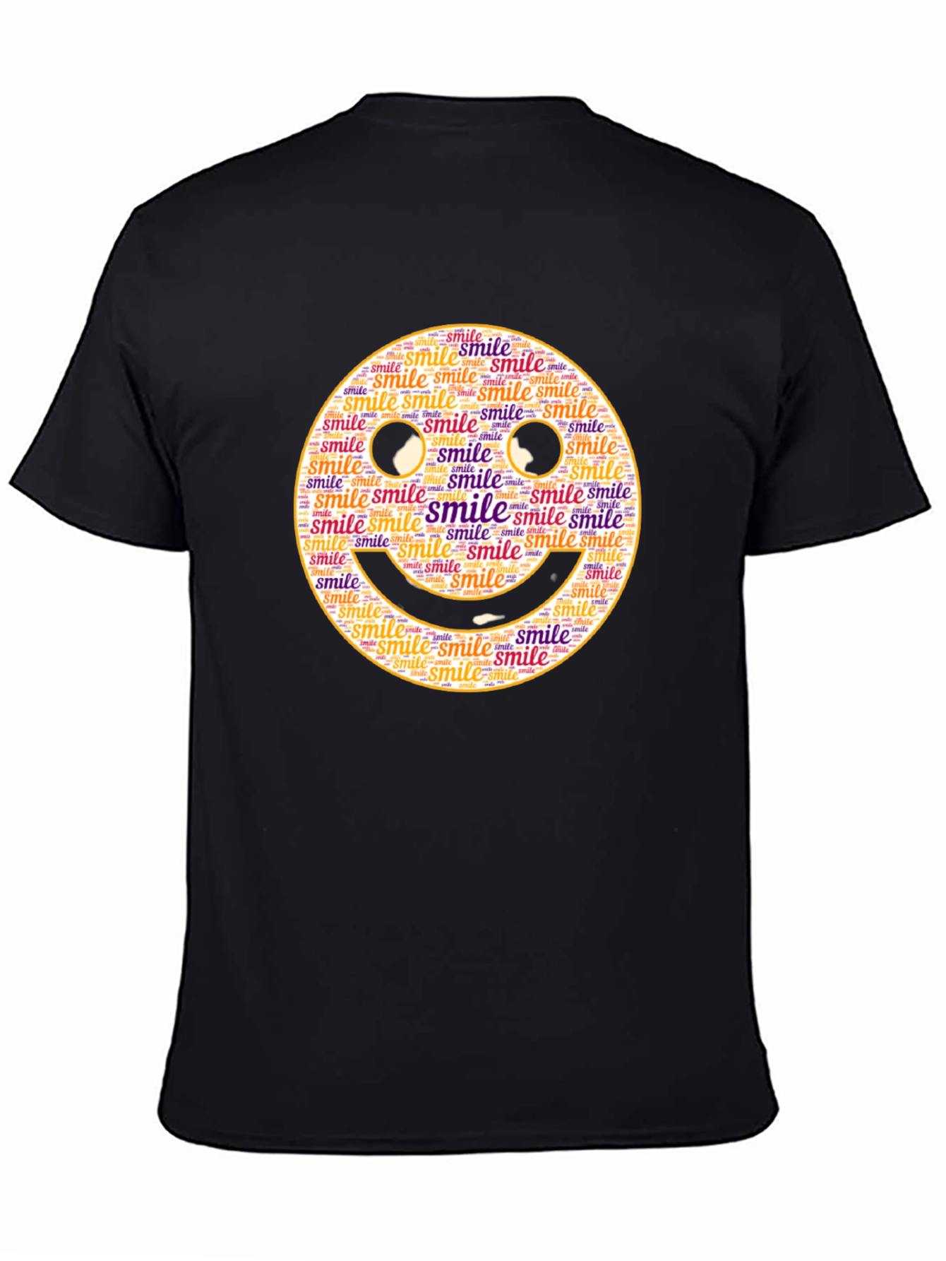 Smiley Face Word Art Black T-Shirt