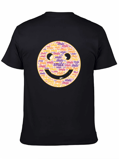 Smiley Face Word Art Black T-Shirt