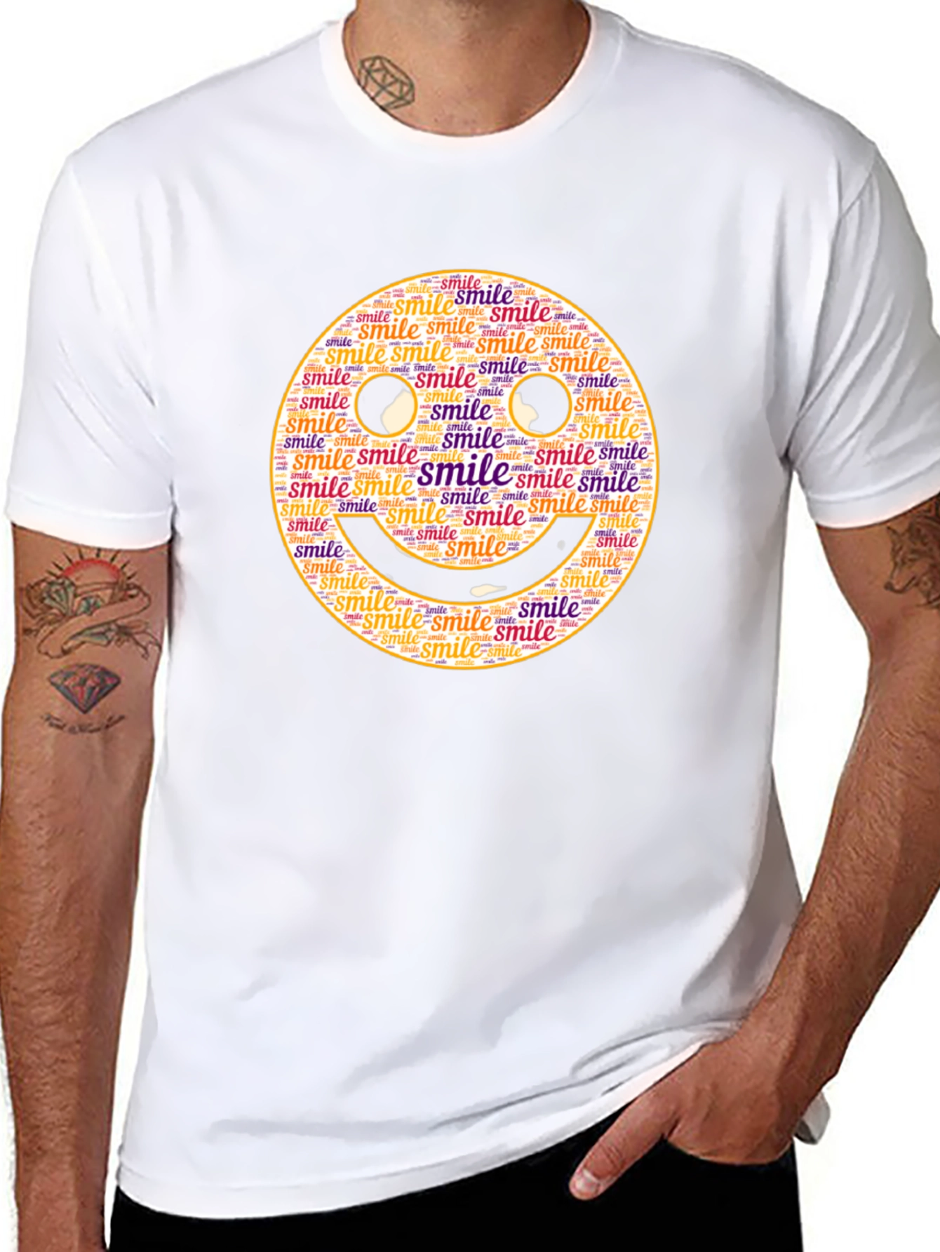 Smiley Face Word Art Black T-Shirt