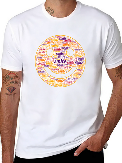 Smiley Face Word Art Black T-Shirt