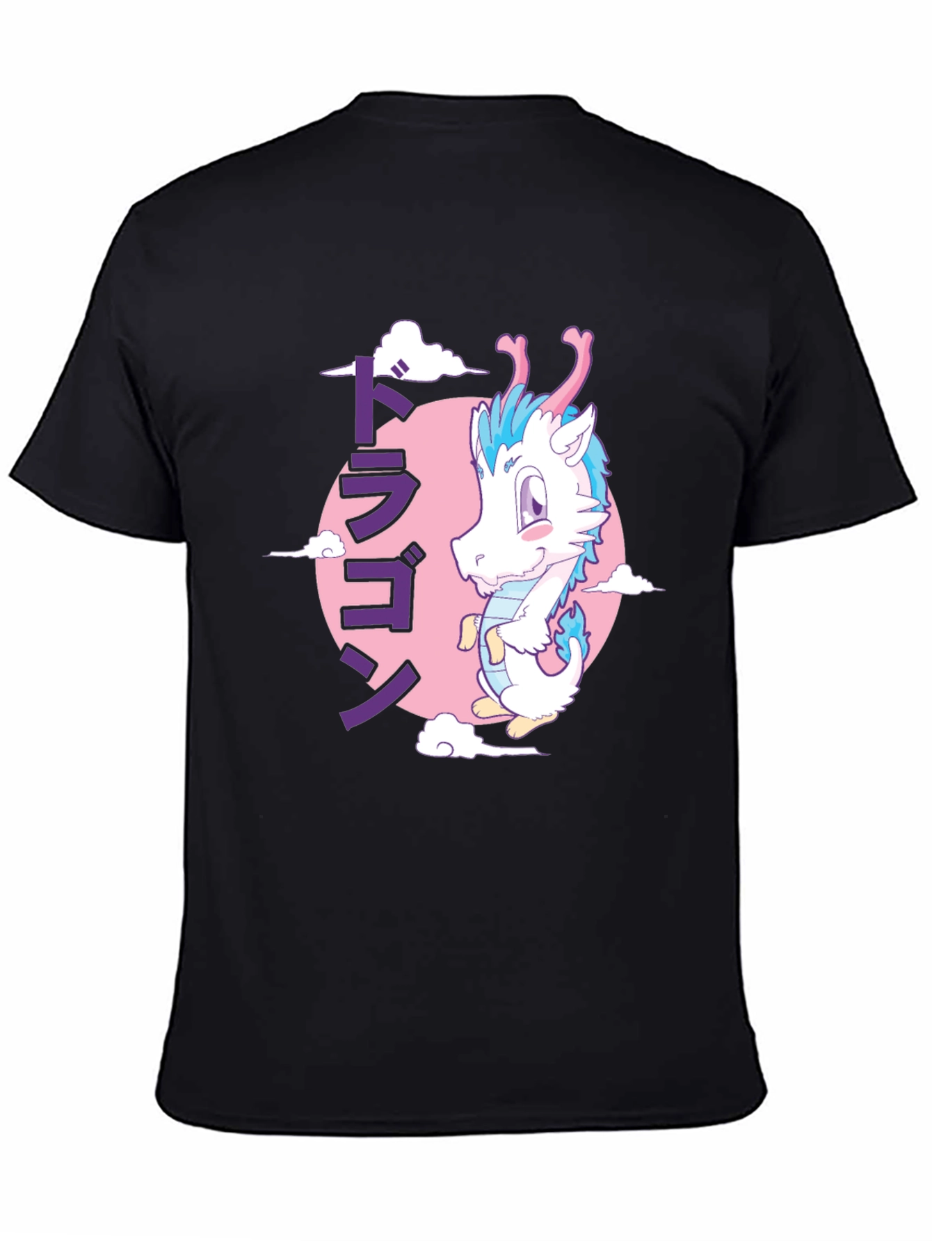 Anime Dragon Graphic T-Shirt - Black