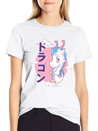 Anime Dragon Graphic T-Shirt - Black