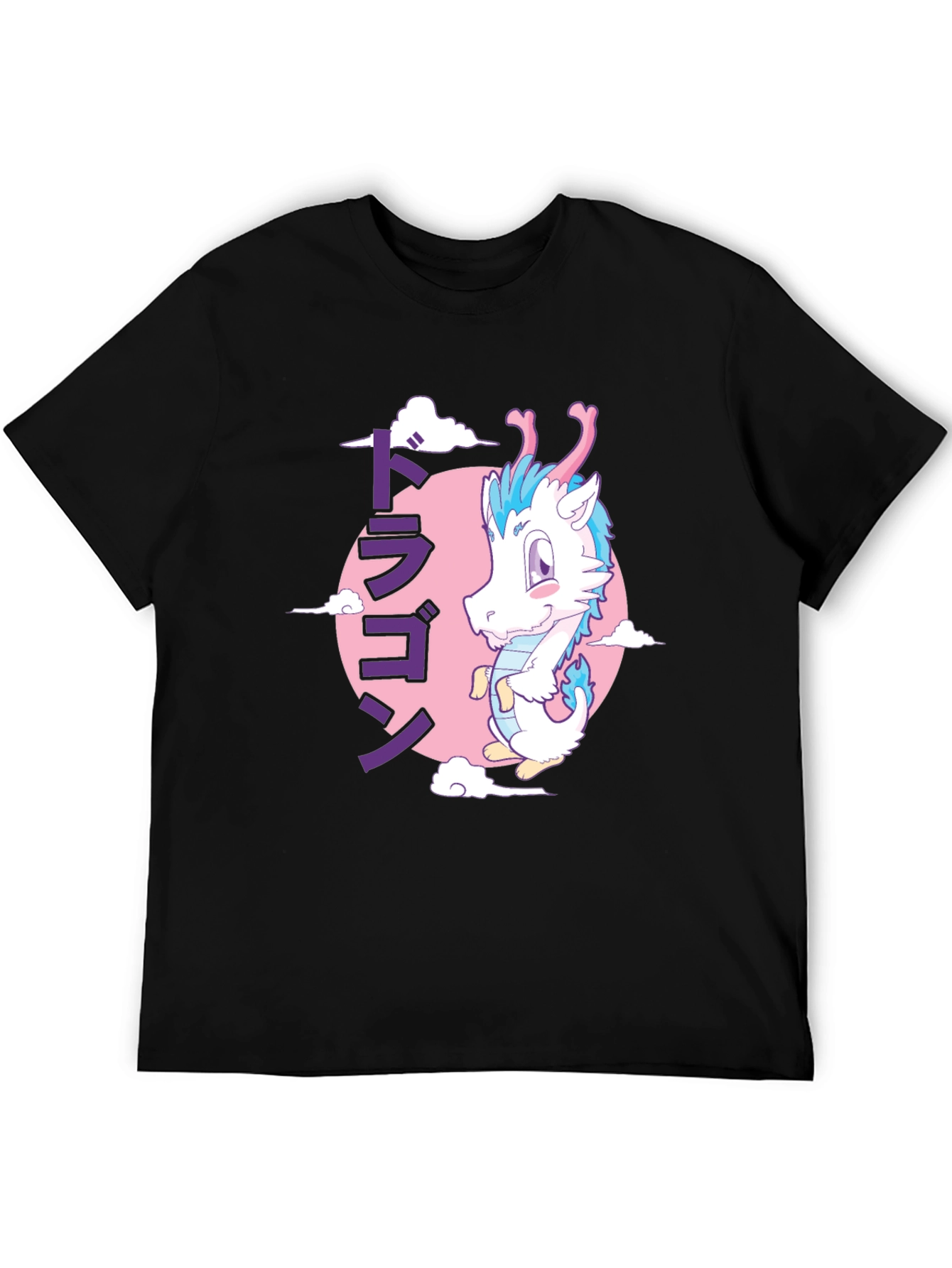 Anime Dragon Graphic T-Shirt - Black