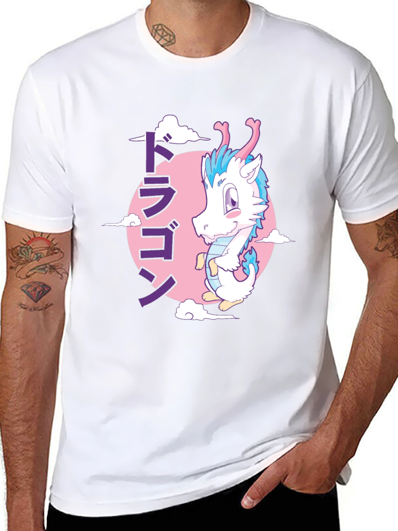 Anime Dragon Graphic T-Shirt - Black