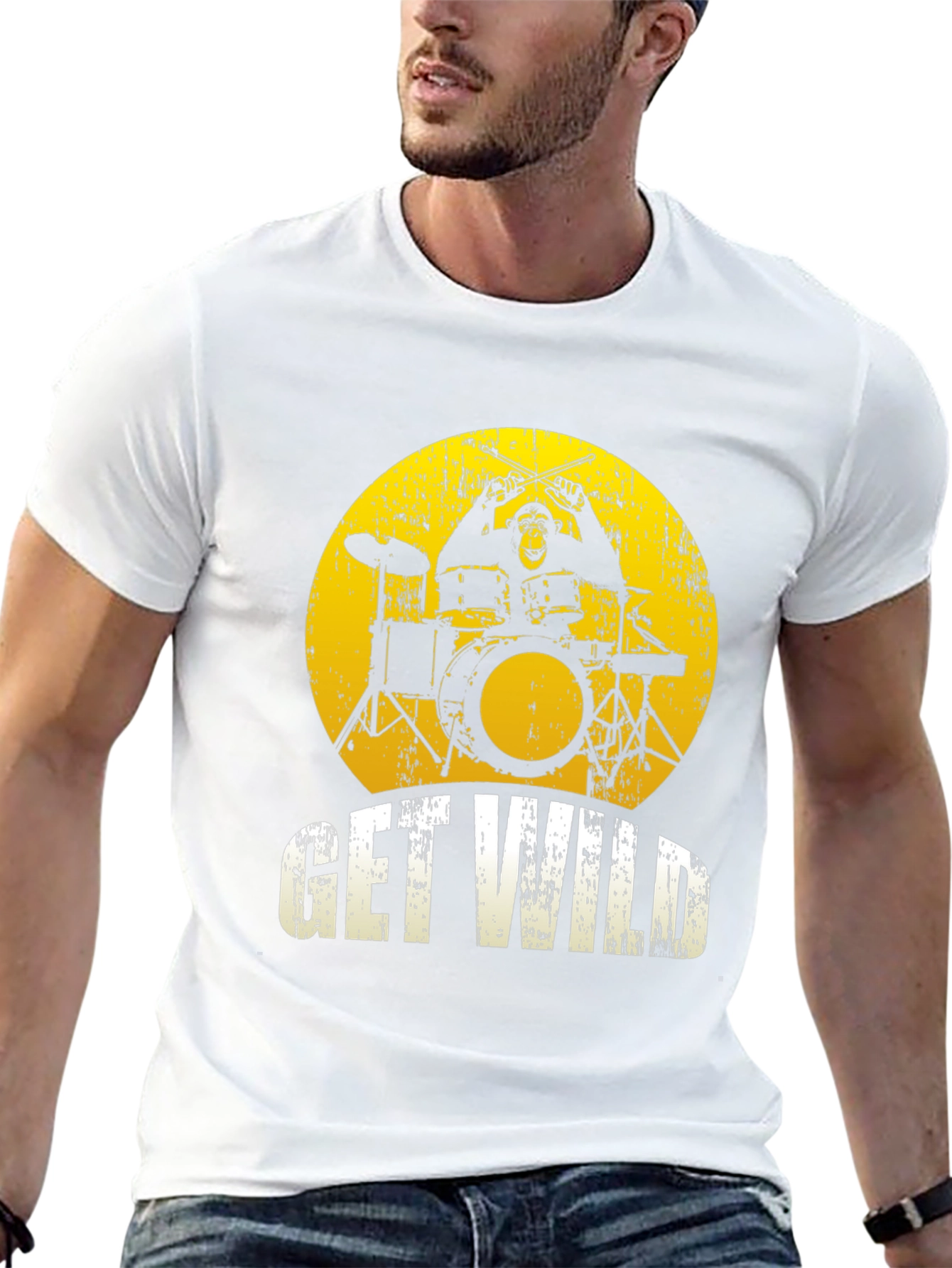 Get Wild Monkey Drummer Graphic Tee