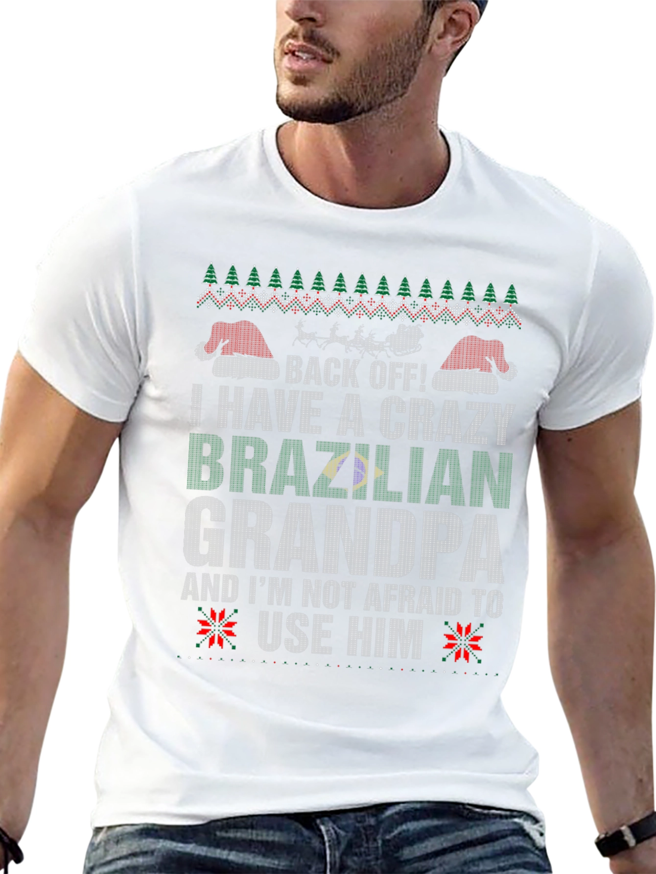 Crazy Brazilian Grandpa Christmas T-Shirt