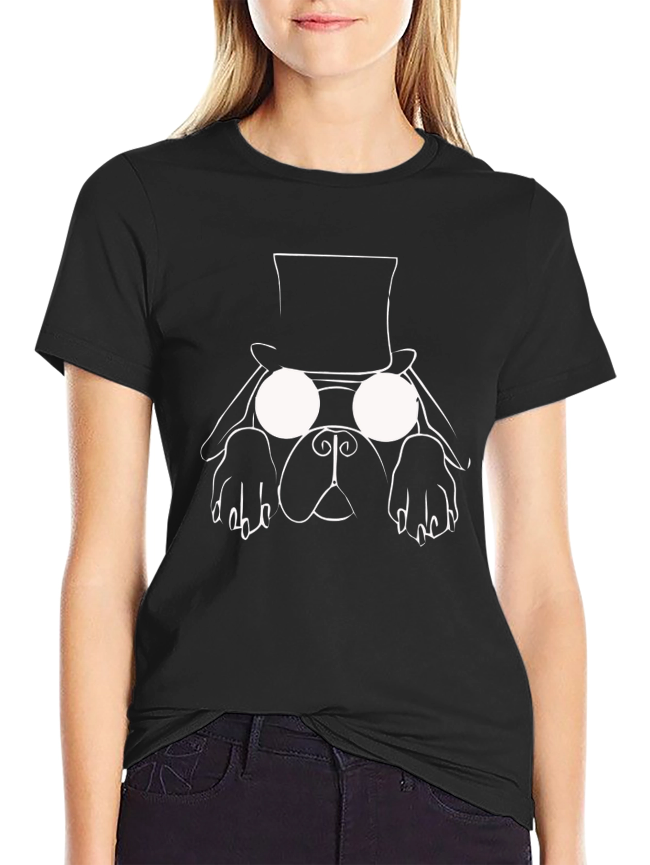Dog with Hat Graphic Tee - Black T-Shirt