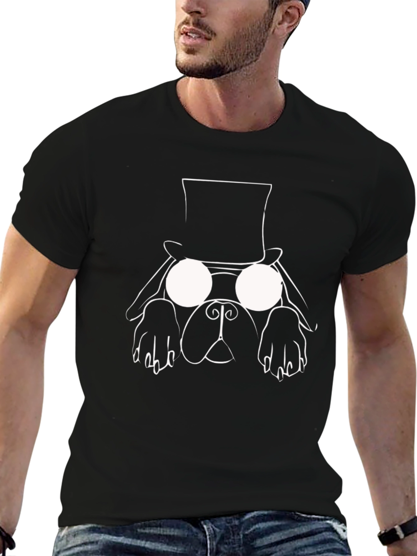 Dog with Hat Graphic Tee - Black T-Shirt