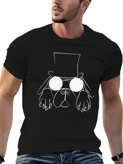 Dog with Hat Graphic Tee - Black T-Shirt