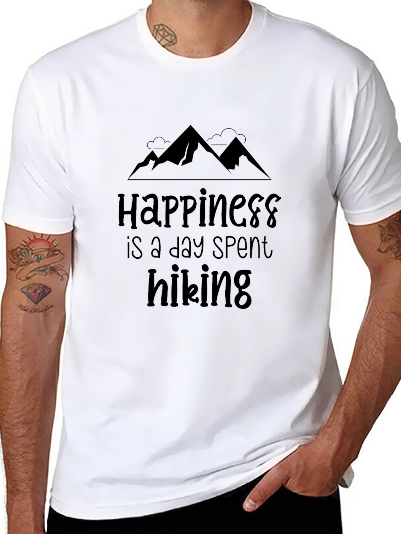Happiness Hiking T-Shirt Black Comfort Fit