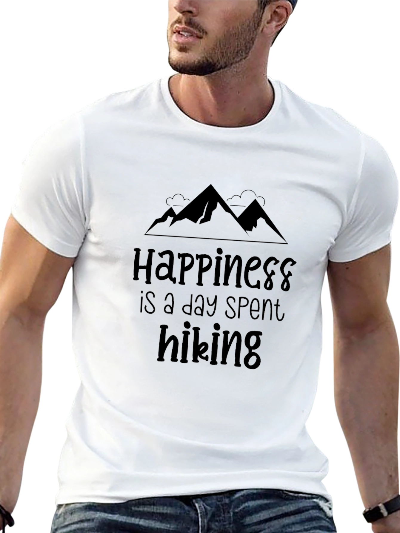 Happiness Hiking T-Shirt Black Comfort Fit