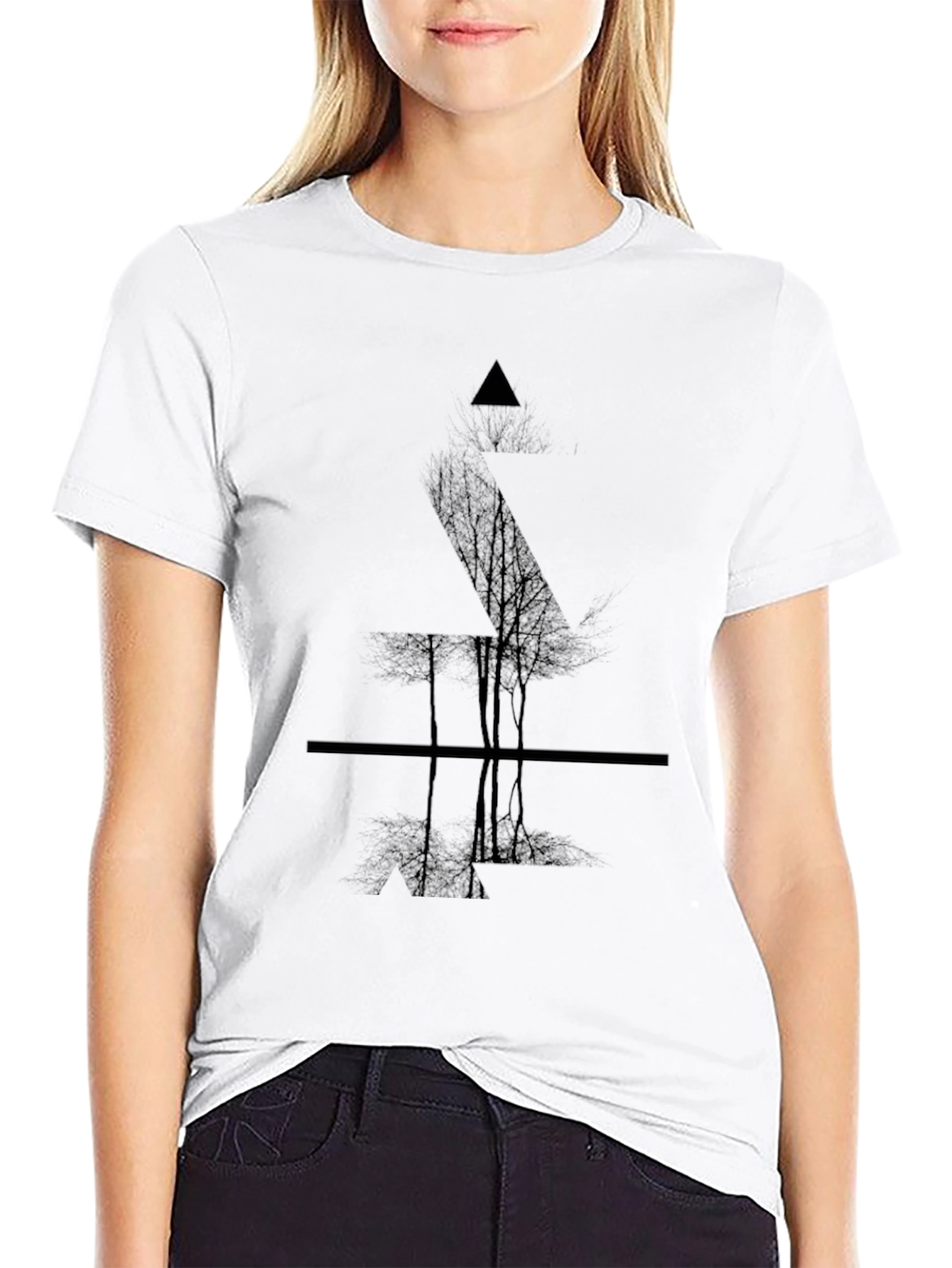 Geometric Tree Graphic Tee - Modern Mens T-Shirt