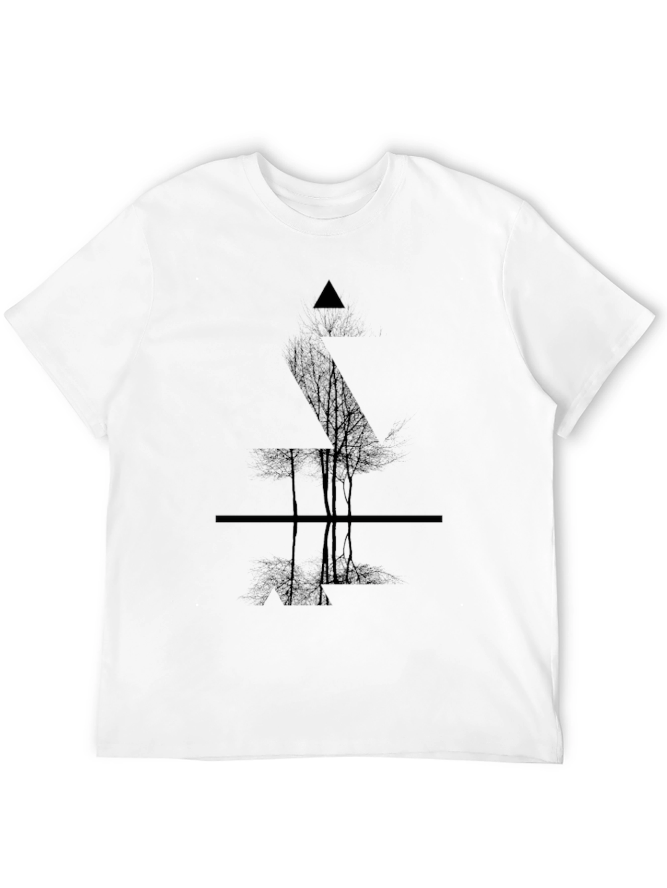 Geometric Tree Graphic Tee - Modern Mens T-Shirt