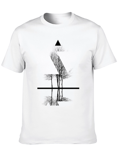 Geometric Tree Graphic Tee - Modern Mens T-Shirt