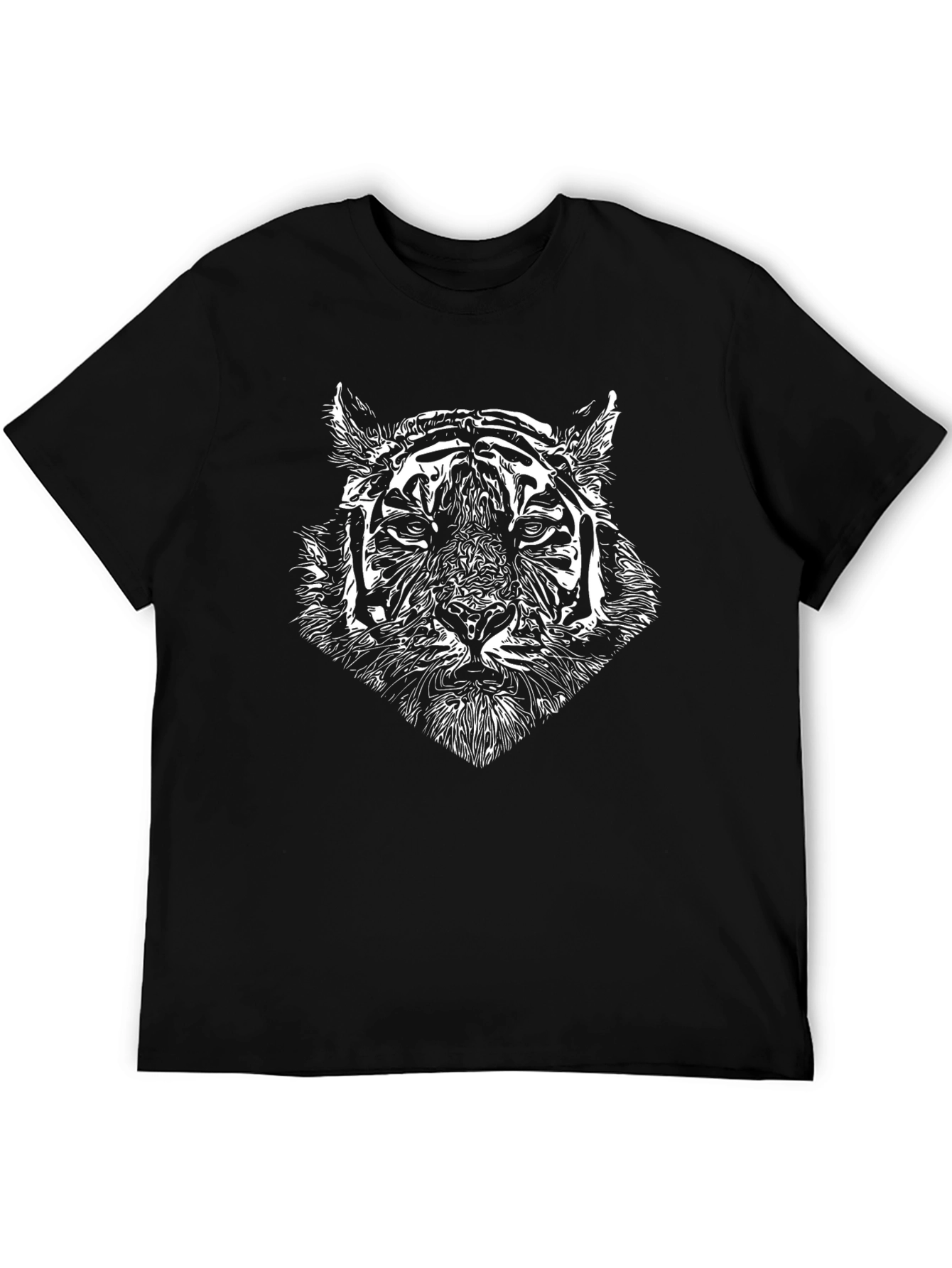 Tiger Graphic Tee - Black Cotton T-Shirt