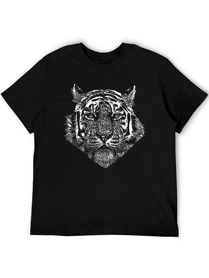 Tiger Graphic Tee - Black Cotton T-Shirt
