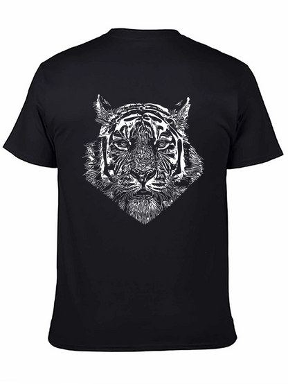 Tiger Graphic Tee - Black Cotton T-Shirt