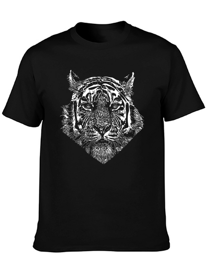 Tiger Graphic Tee - Black Cotton T-Shirt