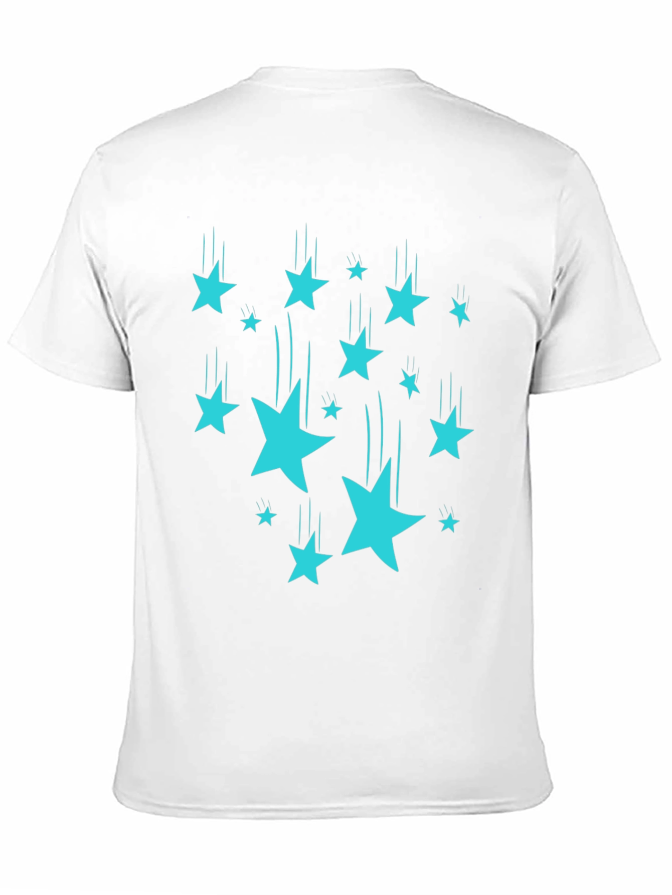 Stylish Black T-Shirt with Turquoise Falling Stars