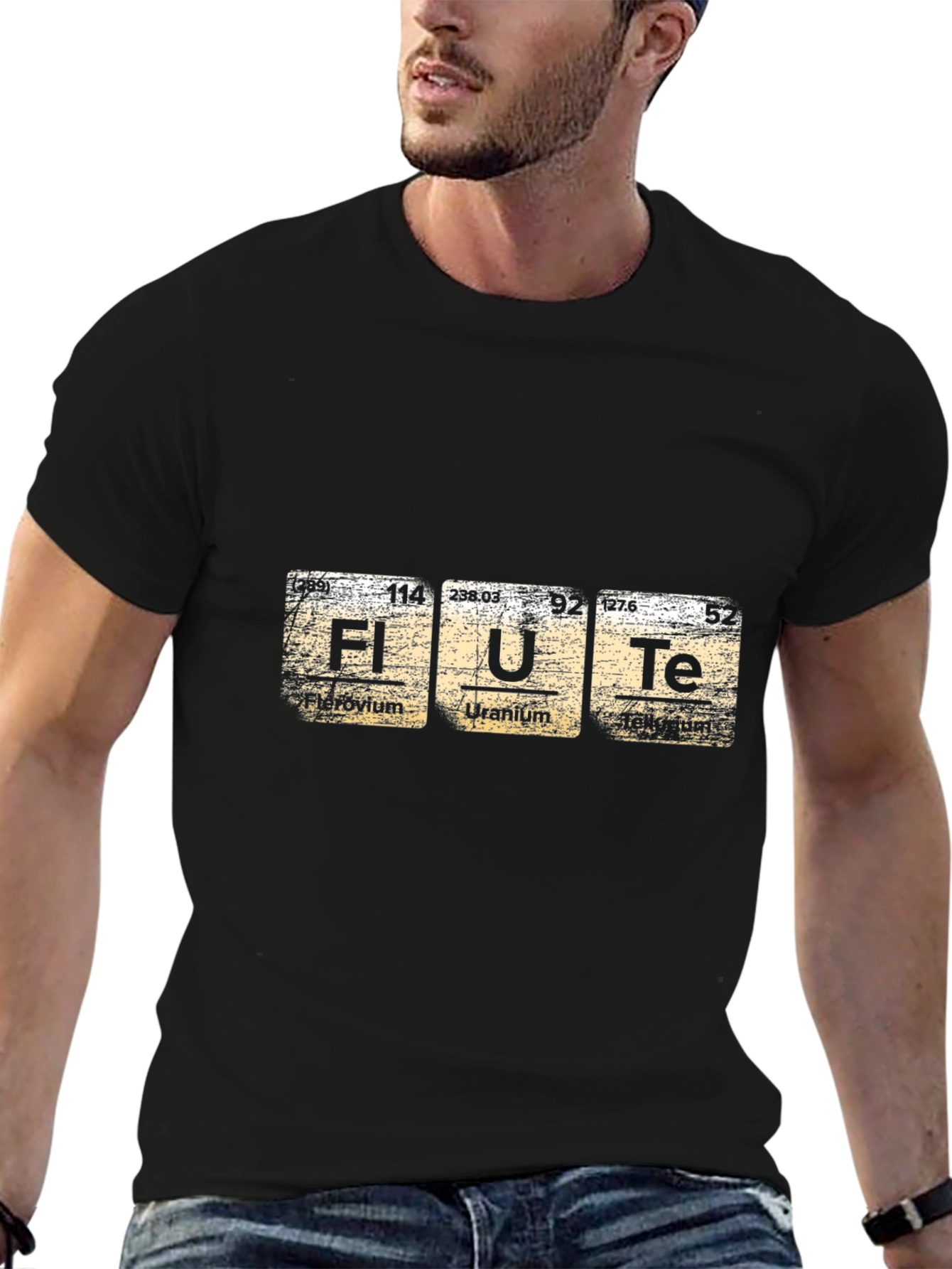 Flute Periodic Table Black T-Shirt
