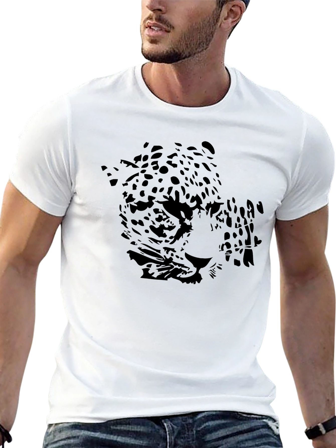 Black Jaguar Graphic Print Mens T-Shirt