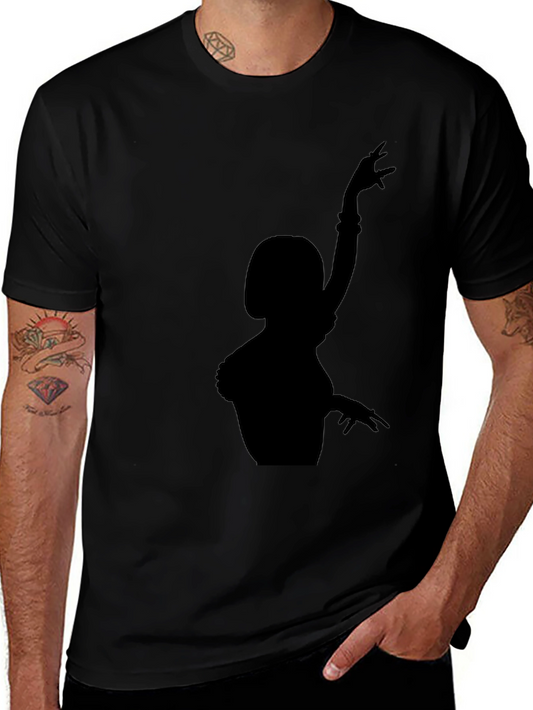 Black T-Shirt with Dancer Silhouette Graphic