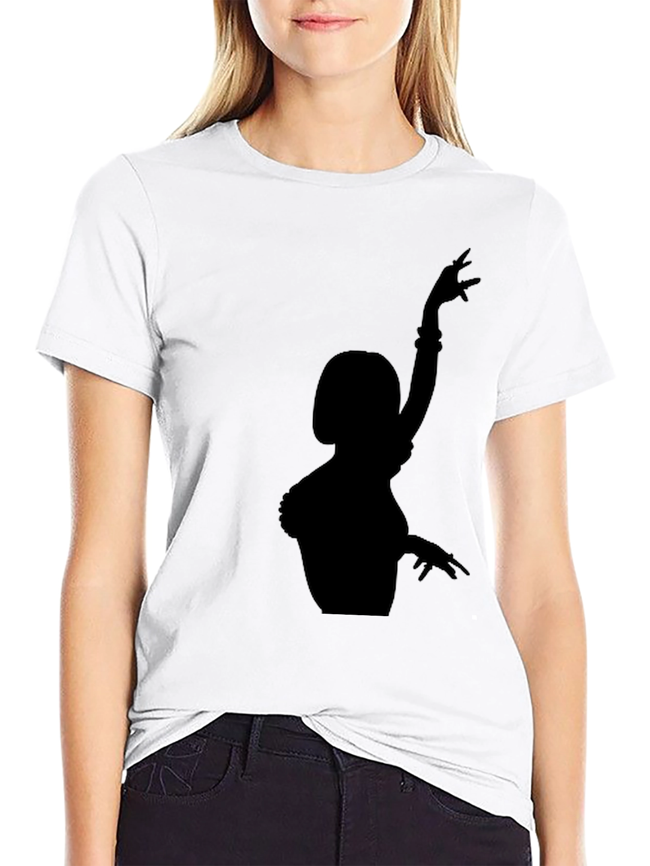 Black T-Shirt with Dancer Silhouette Graphic
