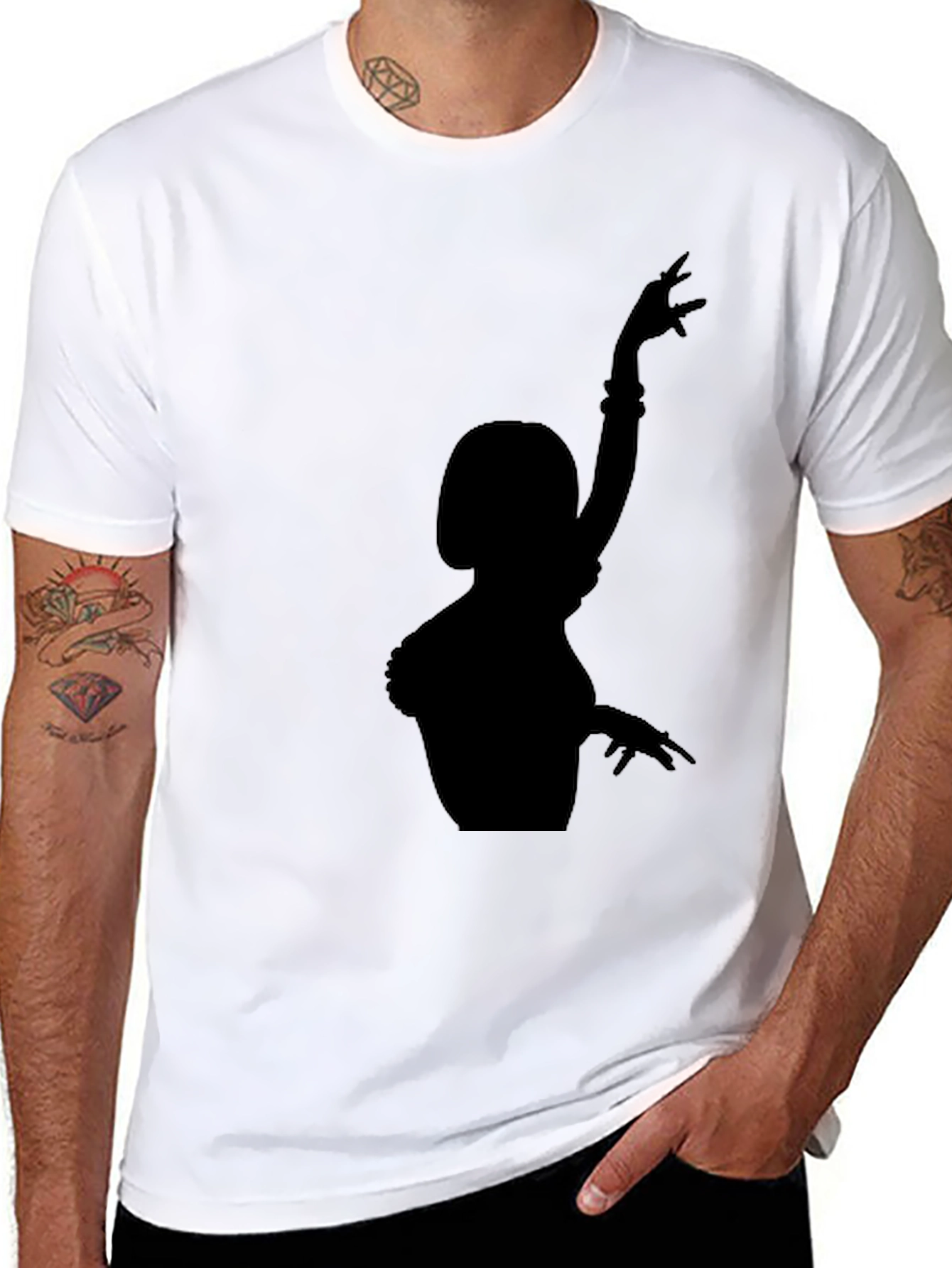 Black T-Shirt with Dancer Silhouette Graphic