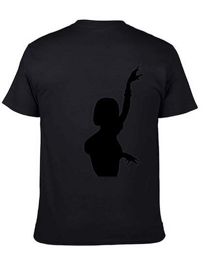 Black T-Shirt with Dancer Silhouette Graphic