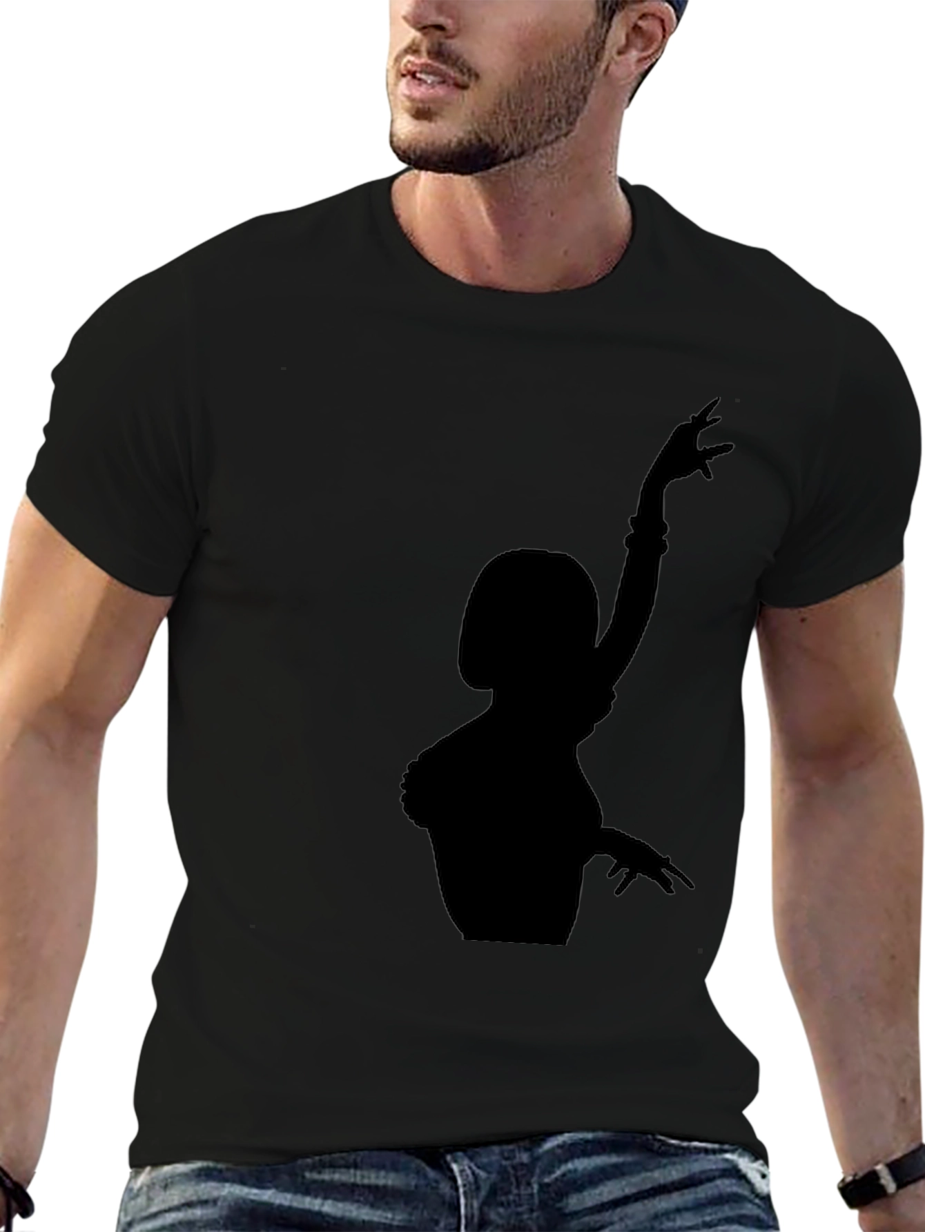 Black T-Shirt with Dancer Silhouette Graphic