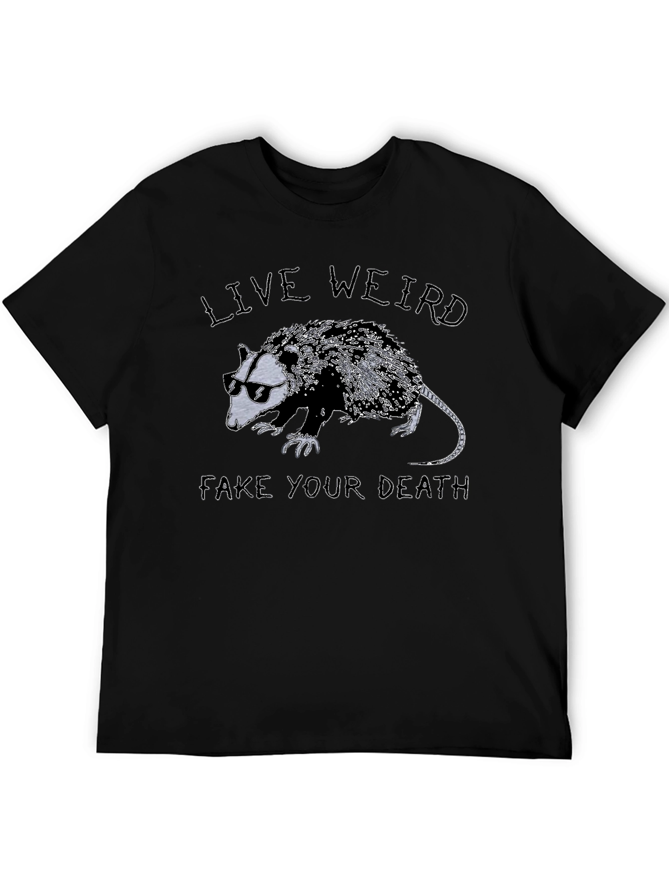 Live Weird Fake Your Death Opossum Graphic T-Shirt