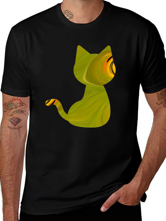 Abstract Cat Graphic Tee - Mens Black T-Shirt