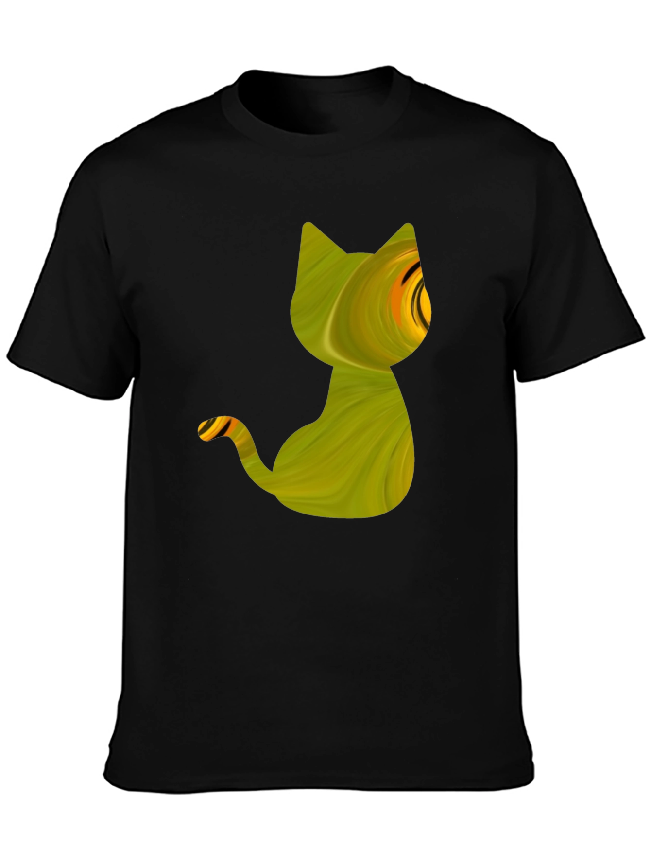 Abstract Cat Graphic Tee - Mens Black T-Shirt