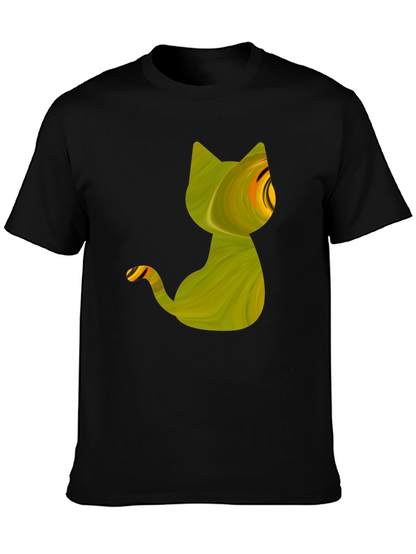 Abstract Cat Graphic Tee - Mens Black T-Shirt