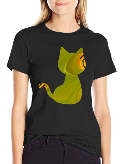 Abstract Cat Graphic Tee - Mens Black T-Shirt