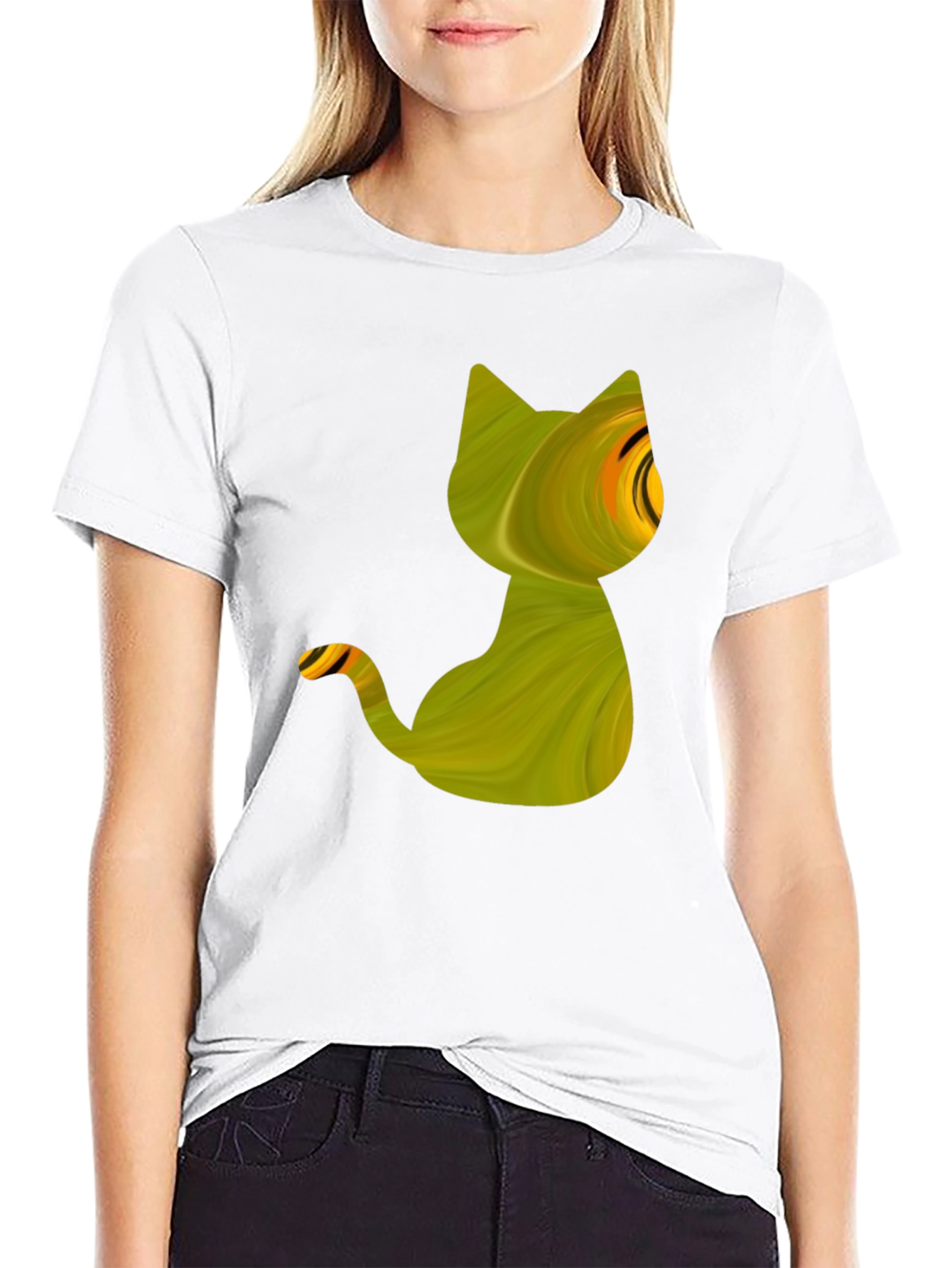 Abstract Cat Graphic Tee - Mens Black T-Shirt
