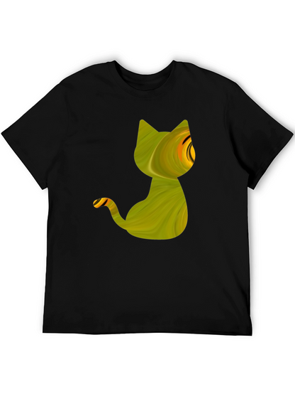 Abstract Cat Graphic Tee - Mens Black T-Shirt