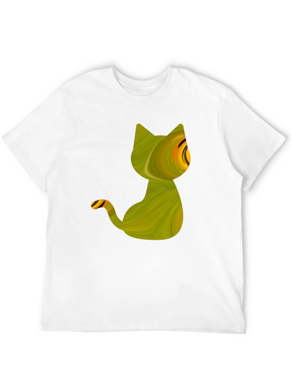 Abstract Cat Graphic Tee - Mens Black T-Shirt