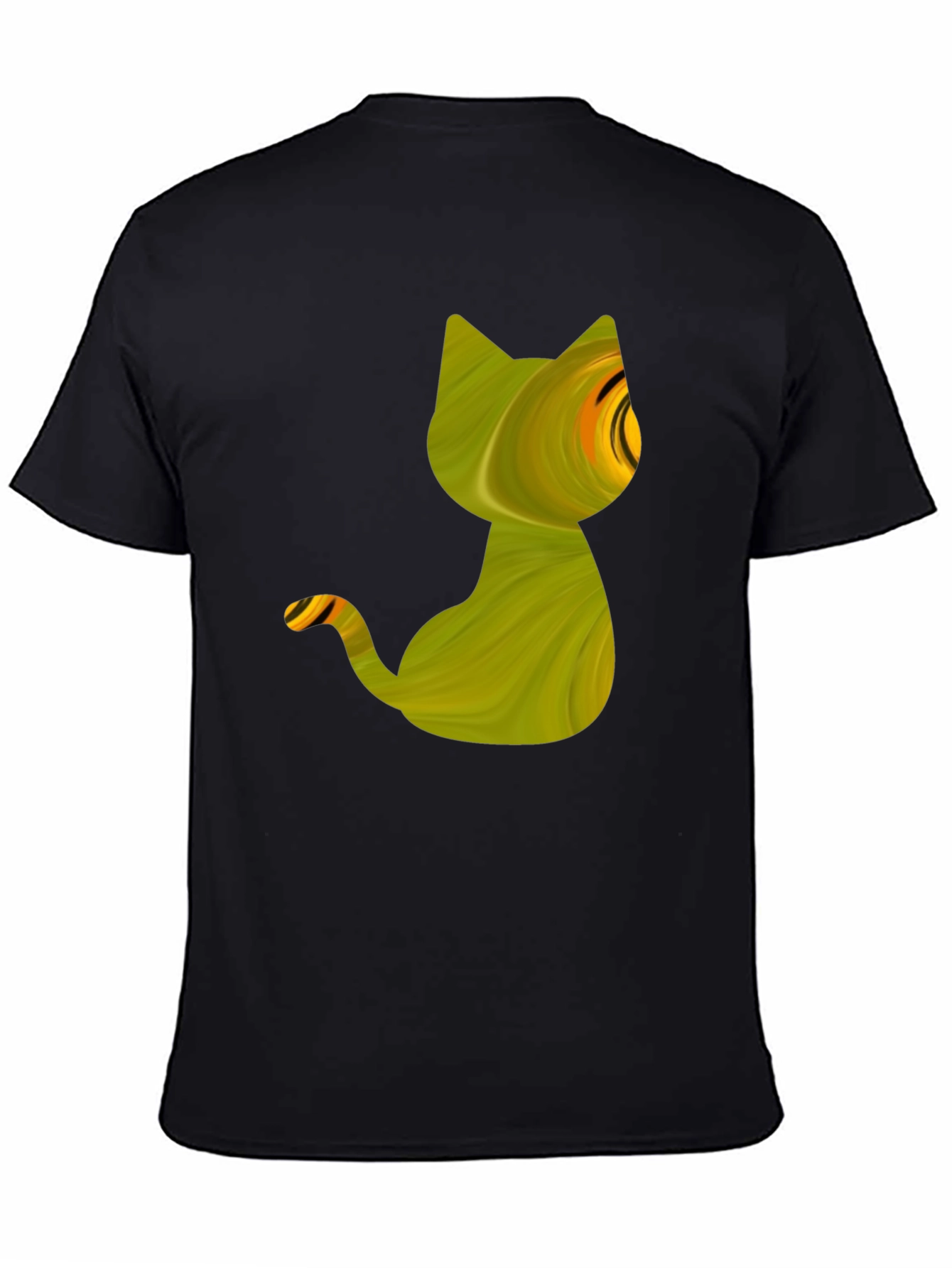 Abstract Cat Graphic Tee - Mens Black T-Shirt