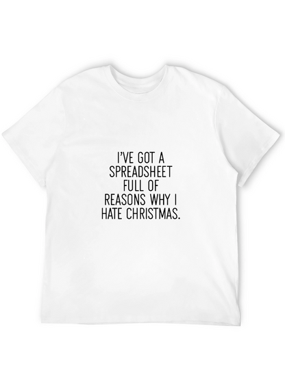 Grumpy Christmas T-Shirt - Spreadsheet of Reasons