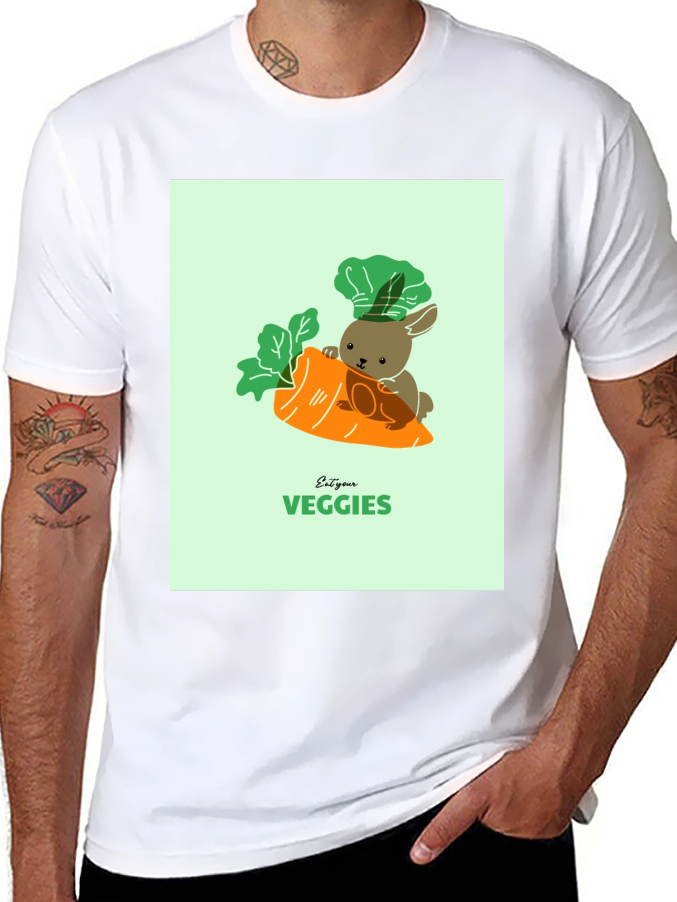 Eat Your Veggies T-Shirt - Cute Bunny Carrot Tee