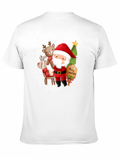 Festive Christmas Graphic Tee - Santa & Reindeer Design
