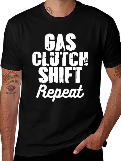 Gas Clutch Shift Repeat T-Shirt - Manual Transmission Tee
