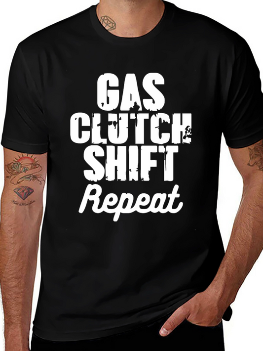 Gas Clutch Shift Repeat T-Shirt - Manual Transmission Tee