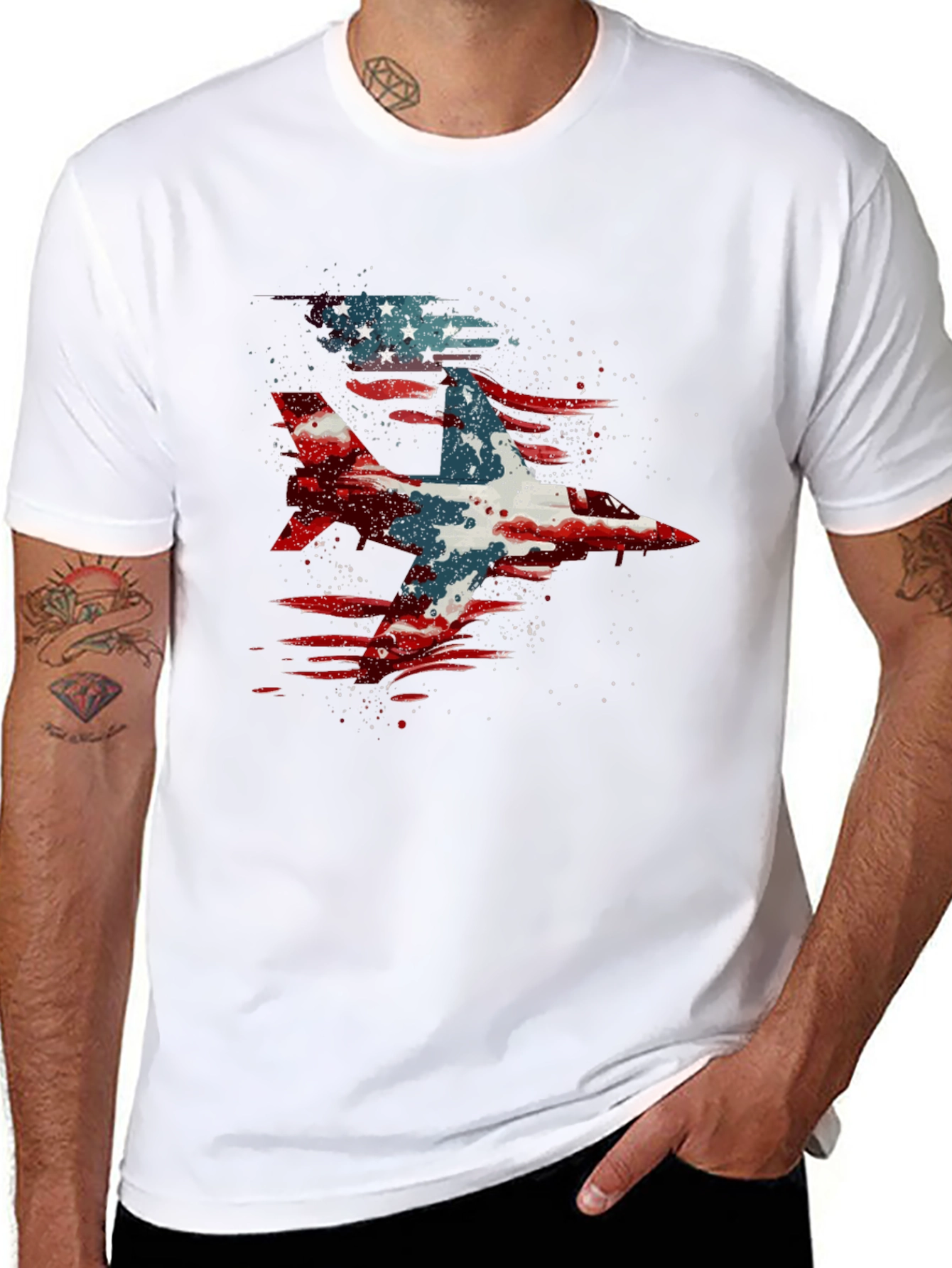 Jet Fighter American Flag Graphic Tee