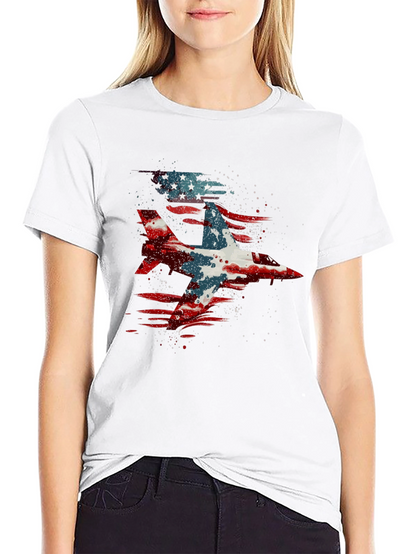 Jet Fighter American Flag Graphic Tee