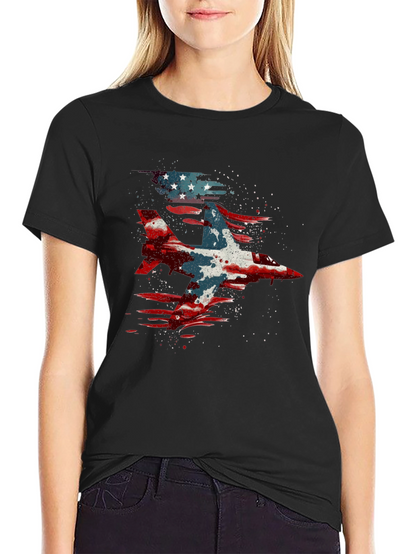 Jet Fighter American Flag Graphic Tee